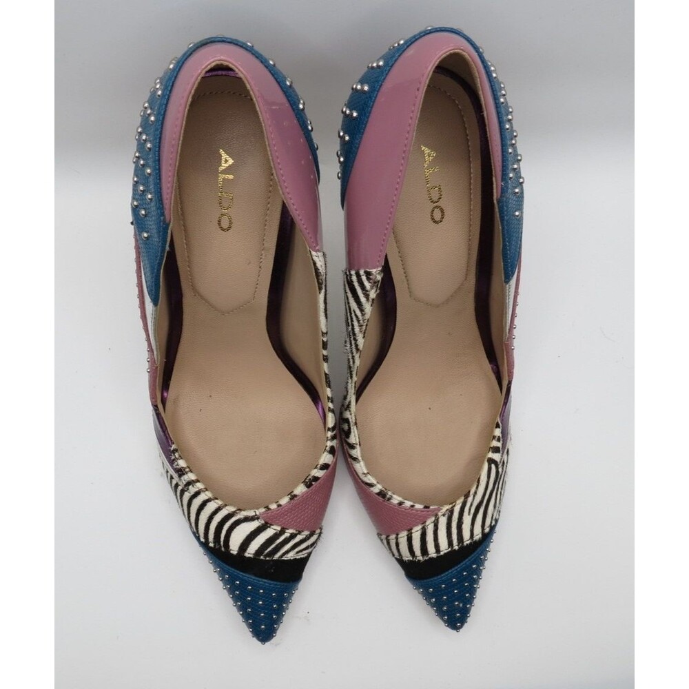 Aldo Wicilidia Studded Animal Print 4" Stiletto Heels Club 90s Size 7.5 READ - Picture 7 of 10
